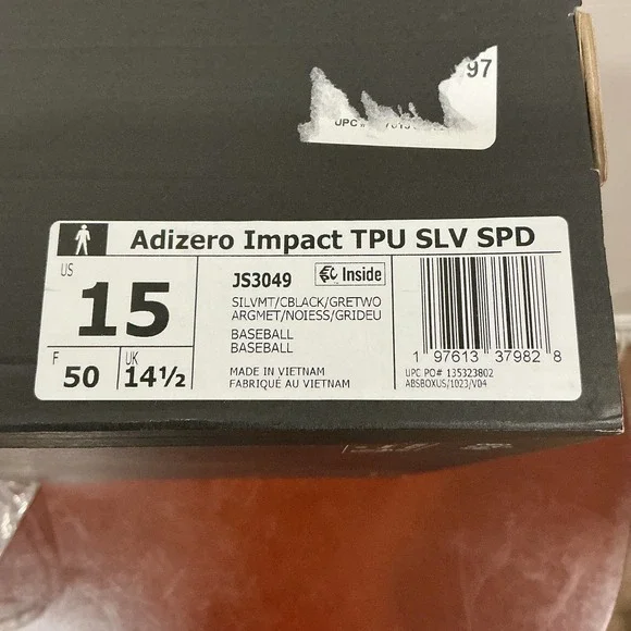 adidas Adizero Impact TPU Baseball Cleats Silver JS3049 Men's Size 15 NEW